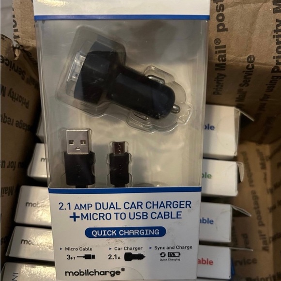 Black Dual Car Charger with Micro USB Cable - Picture 1 of 1